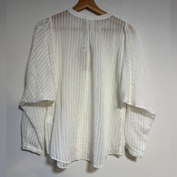 Joie Rashelda B Porcelain White Sheer Striped Blouse Women’s Size S - Picture 5 of 8